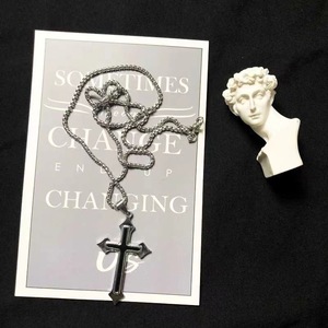 Nouveau Titane Acier Cain Pendentif Personnalité Hip Hop Avec Accessoires Croix Couple Collier - Product Image 3