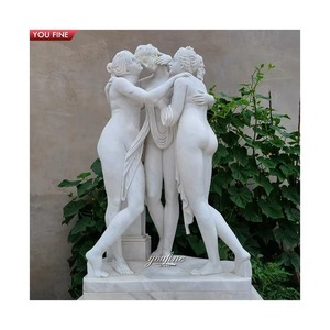 <span class=keywords><strong>Escultura</strong></span> <span class=keywords><strong>de</strong></span> Mujer <span class=keywords><strong>de</strong></span> Piedra Natural Blanca Tallada a Mano para Jardín Exterior, Estatuas <span class=keywords><strong>de</strong></span> Mármol <span class=keywords><strong>de</strong></span> las Tres Gracias - Product Image 2