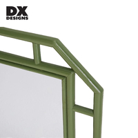 Miroir de maquillage octogonal DX Designs, cadre en métal vert, miroir sur pied pour table, géométrique ajouré, pour chambre à coucher, coiffeuse, décoration intérieure