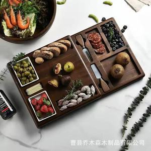 Juego de tabla de quesos de madera de acacia con cuchillo, tenedor y plato para servir frutas y quesos - Product Image 2