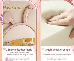 Cama Infantil Personalizable de 1.2-1.8 Metros, Diseño de Garra de Gato, Tema de Conejo de Dibujos Animados Contemporáneo, Ecológica, de Madera Contrachapada Multicapa - Product Image 6