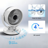 Ventilateur de table oscillant à affichage numérique LED de 10 pouces, ventilateur de table rechargeable, 9 vitesses, télécommande, ventilateur de circulation d'air