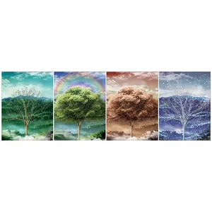 3D Immagine Lenticolare Four Season Albero di Vibrazione 3d Poster Lenticolare di Stampa di Arte Della Parete Per La Decorazione Domestica