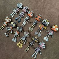 Pendentif robot punk des 12 constellations, tête en bois, marteau, pelle, hache, microphone, pieds en alliage métallique, collier du zodiaque, porte-clés