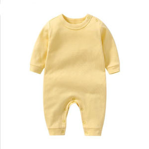 Combinaison en coton à manches longues pour bébé avec fermeture à boutons cachés Unisexe Nouveau-né Couleur unie <span class=keywords><strong>Pyjama</strong></span> toutes saisons - Product Image 2