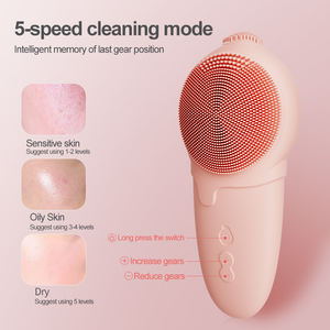 Novo Lançamento 2025 Massageador <span class=keywords><strong>Facial</strong></span> Portátil à Prova d'Água Escova de Limpeza <span class=keywords><strong>Facial</strong></span> de Silicone Macio Dispositivo Elétrico de Lavagem Limpador de Poros - Product Image 2