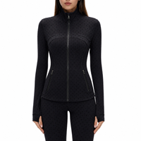 Veste de yoga à ourlet incurvé pour femme, coupe ajustée, avec fermeture éclair, respirante et anti-transpiration, idéale pour la course et le fitness, en stock aux États-Unis