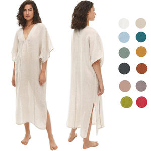 Robe de plage élégante en lin pour femmes, Kaftan d'été décontracté - Product Image 1