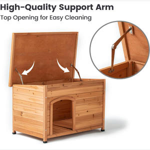 Chòi nuôi chó ngoài trời bằng gỗ hình vuông cổ điển, đặt hàng số lượng lớn, làm từ gỗ nguyên khối, giường ngủ cho thú cưng dành cho các giống chó nhỏ, sử dụng được quanh năm, họa tiết động vật - Product Image 3