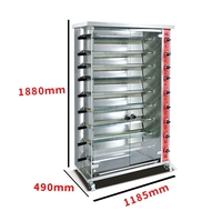 Machine à rôtir le poulet à 9 broches en acier inoxydable de qualité 304, rotation automatique, contrôle de la température, fonction de ventilation et minuterie