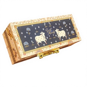 Handcrafted Solid Wood Polished Storage Gift Box Scodix Digital Print Series 18x10 Inch 16 Cavity 4 Jars Animal Tiny Glass World - Product Image 1