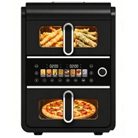 Four à friture à air double zone 10L 2800W, contrôle numérique, double panier, capacité 10L, 8 programmes de cuisson, acier inoxydable, revêtement antiadhésif PTFE