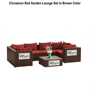 Ensemble de salon de jardin Cinnamon Garden en rotin brun, mobilier d'extérieur 6 places, contemporain, résistant aux intempéries - Product Image 1