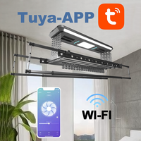 Cintre électrique automatique avec lumière LED pour le plafond, séchoir à linge réglable en aluminium 220V Max 38kgs