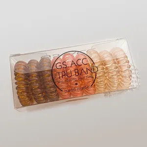 9 unids/caja de plástico al por mayor de alta calidad elástico bandas para el cabello en espiral pelo muñeca bobinas