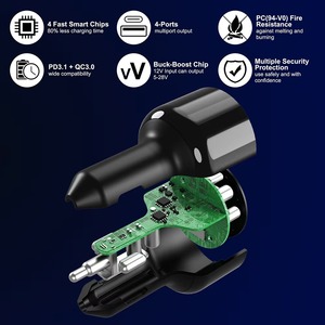 Cargador de Coche USB-C 3.1 de 240W, 4 Puertos, Multifunción, Carga Rápida PD 3.1 QC para Laptop y Teléfono - Product Image 2
