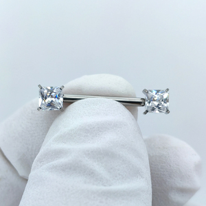 Calendo tối giản PVD vàng ASTM F136 Titan núm vú vòng sexy threadless đồ trang sức cơ thể với vuông CZ Đá đẩy <span class=keywords><strong>pin</strong></span> thiết kế - Product Image 4