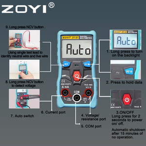 Multímetro Digital Mini Pocket ZOYI ZT-S1 de Alta Precisão com Reconhecimento Automático à Prova de Queimaduras CAT IV 600V - Product Image 5