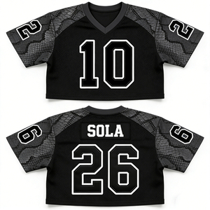 Maillot de football personnalisé en maille brodée unisexe, coupe courte, col en V, coupe ample, respirant, grande taille, streetwear adulte, t-shirt de football OEM - Product Image 1