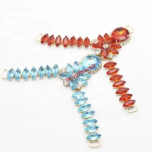 Hebilla decorativa de cadena de piedras y diamantes de imitación con forma de gota colorida a la moda, accesorios superiores para zapatos de mujer