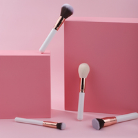 Pegangan kayu putih emas mawar 15 buah bubuk rambut alami Foundation Concealer Perona mata kuas Set harga pabrik MOQ rendah