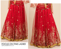 Robe de princesse circulaire grande et exquise pour femmes avec imprimé floral doré et dentelle pour la danse du ventre indienne, jupe mi-longue