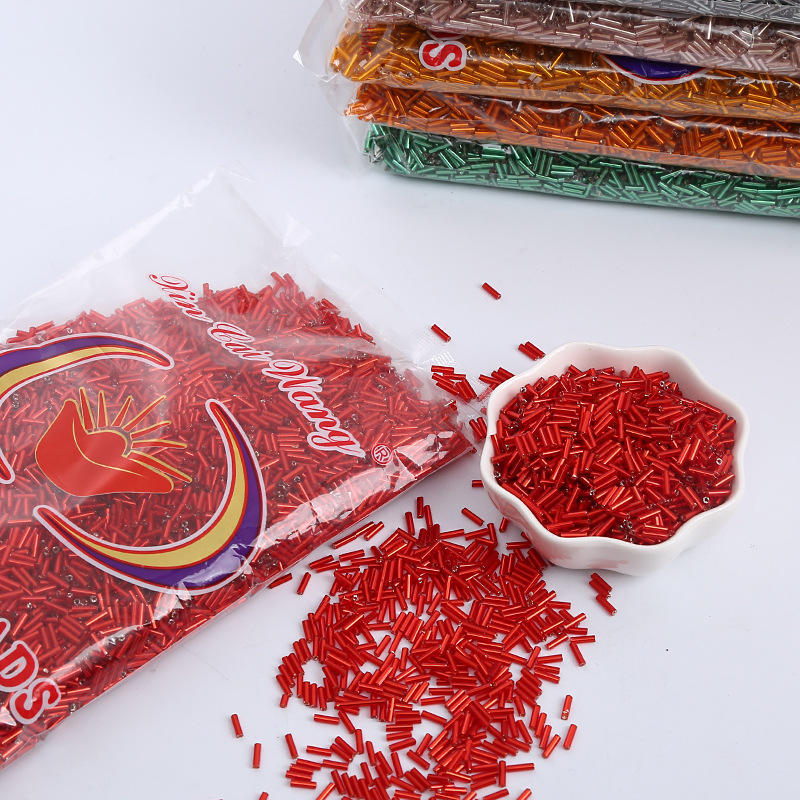 Factory Direct Wholesale 2*6mm Bugle Seed Beads 450g/bag Silver Lined Glass Seed Beads for Jewelry Making