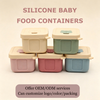 Boîte à collation pour bébé en silicone sans BPA ni phtalate, avec motif imprimé, couvercle anti-fuite, récipient de stockage alimentaire pour enfants de 0 à 6 mois