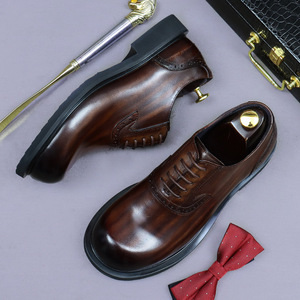 British-style business formal leather <b>shoes</b> for men - genuine cowhide, retro leather, Oxford style, wedding <b>shoes</b>, lightweight - Product Image 2