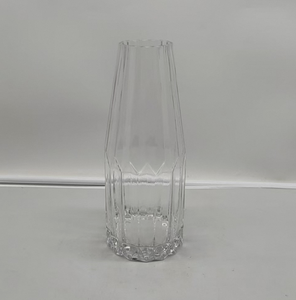 Geometric Glass Vase 10.5x27cm Modern Decorative Tabletop Centerpiece Transparent Crystal Design - Product Image 2