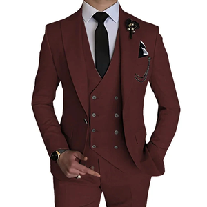 Nuevo Traje de Hombre para Ocasiones Formales y de Negocios, Color Sólido, Transpirable, con Chaqueta, Pantalones y Chaleco, 3 Piezas - Product Image 3