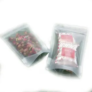 Resealable Matte Frosted Ziplock Sealed Transparent Stand Up Pouch Transparent Zip Lock Bags for food packaging