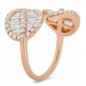 Anello Q125 in Oro Rosa con Diamanti Taglio Baguette Colore G Naturale Gioielli da Sposa per Donna - Product Image 4