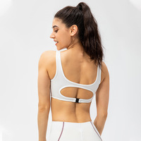 Soutien-gorge de sport une pièce pour femme grande taille, sans coutures, réglable, dos nageur, avec logo frontal, maintien élevé, couleurs contrastées