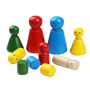 Figurines en bois colorées, ensemble de 32 pièces pour enfants, jouets à dessiner, âge 3 à 6 ans, design rond unisexe, matériau en bois poli - Product Image 3