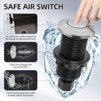 Kit de bouton d'air pour broyeur de déchets, interrupteur supérieur d'évier en acier inoxydable avec fils 16AWG pour broyeur de déchets de cuisine