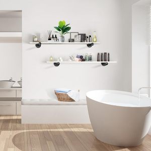 Endüstriyel boru raf destekleri raf aparatı ahşap sabit raf için rustik duvara monte raf destekleri - Product Image 5