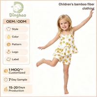 Ensemble Boutique DH ODM Imprimé Floral en Bambou pour Filles, Haut Caraco Peplum et Short, Printemps-Été, Marque Privée OEM