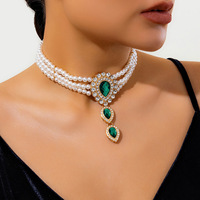 Manna 2pcs indien luxe Vintage mariage collier ensemble perlé strass mariée perle bijoux tour de cou ensemble