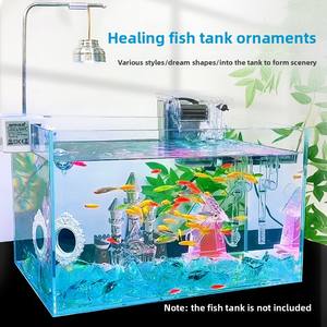 Internet célébrité glace bleu cristal pierre château carrousel moulin à vent pour <span class=keywords><strong>aquarium</strong></span> aménagement paysager Micro aquariums accessoires - Product Image 1