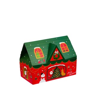 Hộp quà Giáng sinh hình nhà ba chiều thủ công/sản xuất hàng loạt SIHENY bằng giấy kraft, hộp bánh quy khô vô trùng - Product Image 5