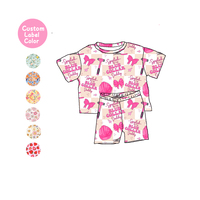 Nieuwe vintage bamboe spandex baby relax korte mouw 2-delige zomeroutfit cartoonprint ademende shorts