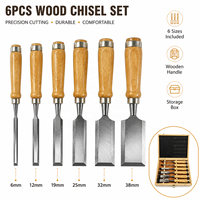 Ensemble de 6 ciseaux à bois professionnels personnalisables en chrome vanadium avec manche en bois et pointe biseautée pour la sculpture sur bois – Vente en gros