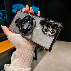 TPU sang trọng long lanh sáng chống sốc từ trường hợp điện thoại cho S24 S23 S22 S21 S20 đứng bao gồm-An toàn mạ điện thoại di động Bìa - Product Image 2