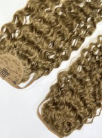 Extensions de cheveux humains vierges en queue de cheval, blondes, double épaisseur, ondulées et bouclées, pour la vente en gros