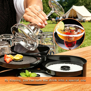 Ensemble de bordureurs de verres en plastique à 3 niveaux, réutilisables, noirs, pour bar, outil professionnel de barman avec boîte à <span class=keywords><strong>sel</strong></span> portable et plateaux rotatifs - Product Image 2