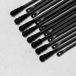 Black Ear Pick Cotton Swabs 125 Mm Disposable Spiral Tipped 2 In 1 For Pimple Squeezing - Product Image 2