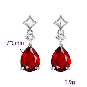 Pendientes de cristal natural con forma de gota de agua, corte pera de 7*9 mm, plata de ley 925, joyería antideslustre para mujer. - Product Image 6