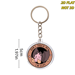 Porte-clés Don't Touch Me, I'<span class=keywords><strong>m</strong></span> Eepy Bat, pendentif en acrylique créature endormie mignonne, design transparent durable avec anneau <span class=keywords><strong>m</strong></span>étallique - Product Image 2