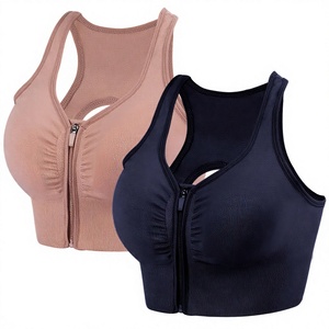 Shockproof Gathered High Support Four-Way <b>Stretch</b> Plus Size Running Yoga Fitness Sports <b>Bra</b> Hollow Back Front Zipper Sports - Product Image 3
